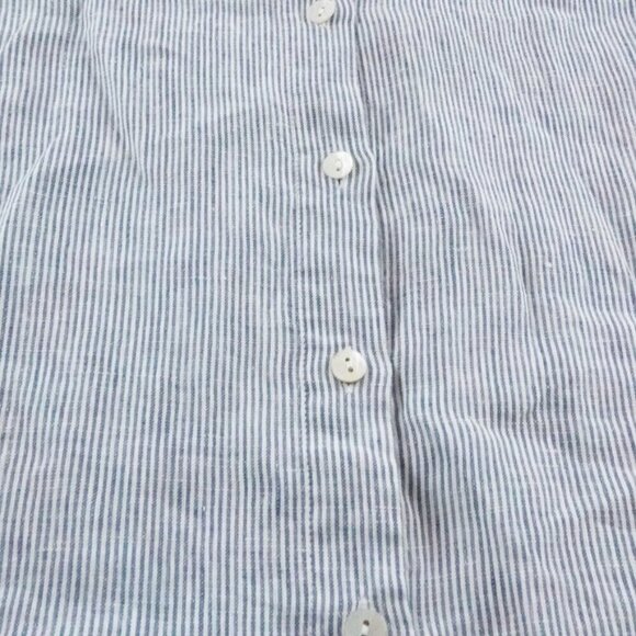 J.Jill Linen Button Up Top Womens Large Mix Media Floral Black Short Sleeve - Picture 2 of 10